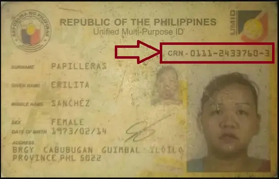 Where to find the CRN on an old SSS UMID card